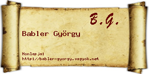 Babler György névjegykártya