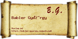 Babler György névjegykártya